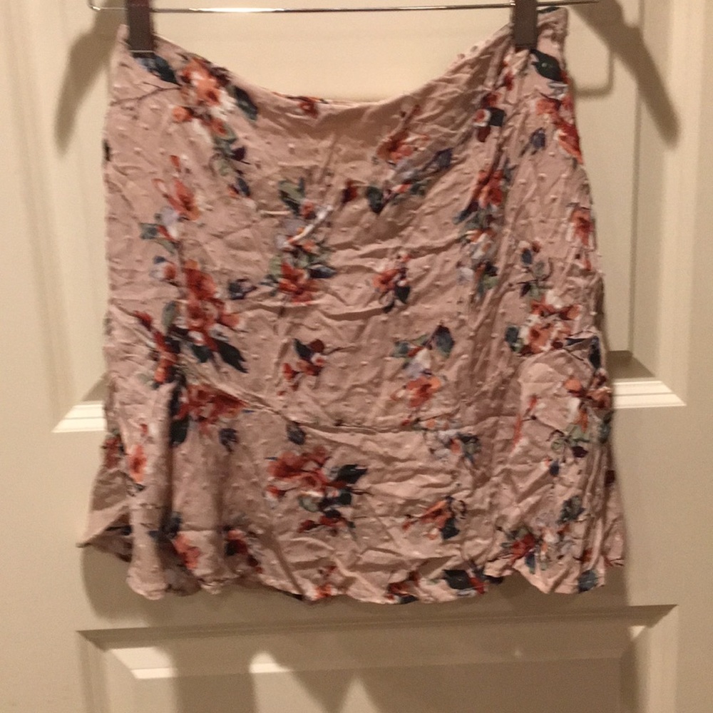 Anthropologie Lost + Wander floral Flare Skirt embellish raised stitching size S